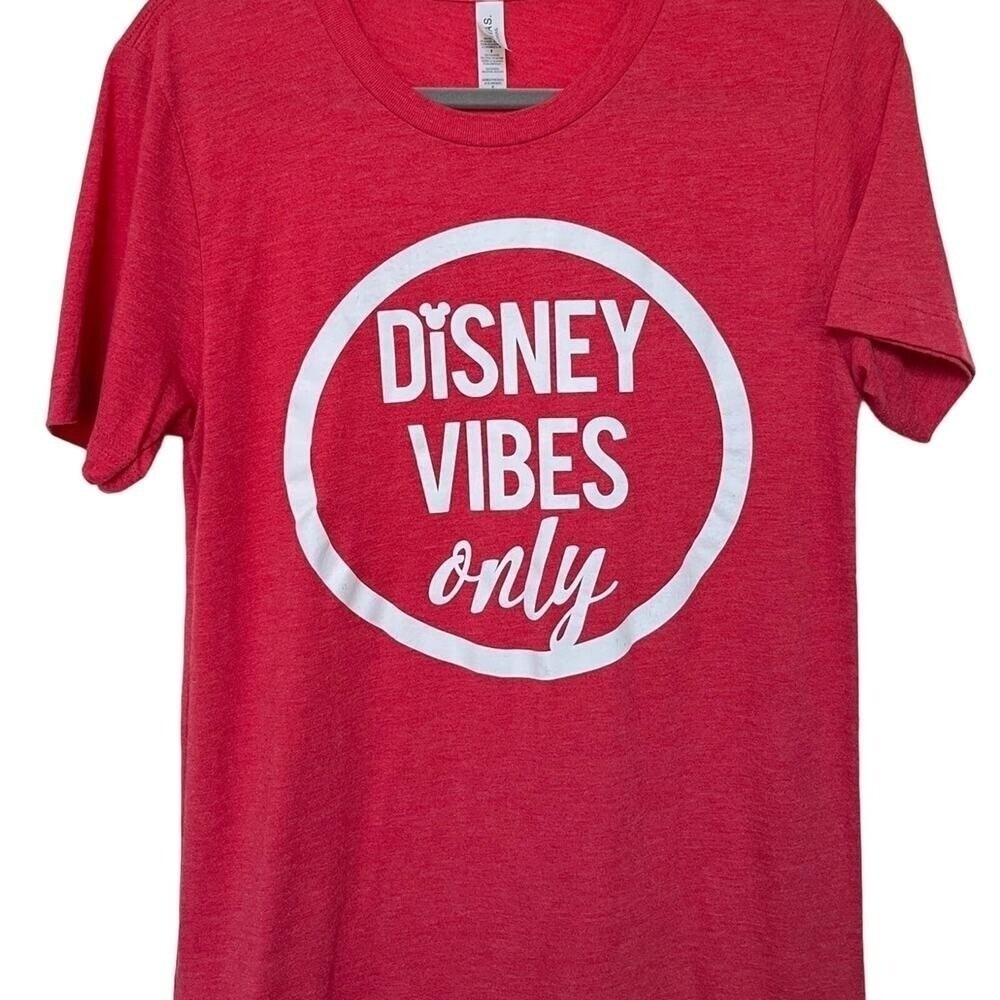 Disney Vibes Only Graphic T-Shirt Mens Small Red Heather Short Sleeve